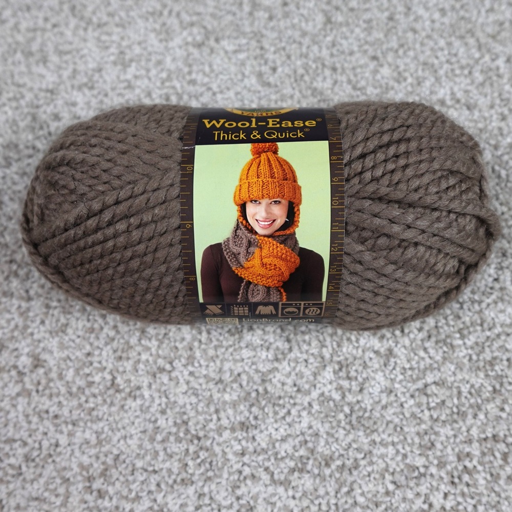 Lion Brand Wool-Ease Thick & Quick Super Bulky Yarn Taupe 122 6oz 106yd Brown